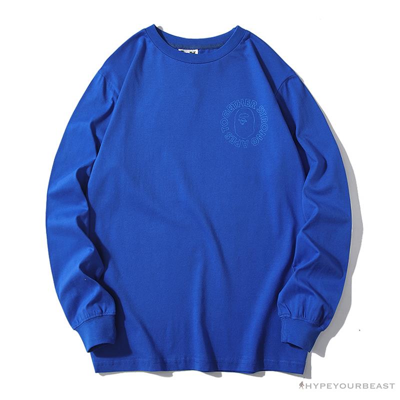 BAPE APES TOGETHER English Alphabet Ape Head Long Sleeve Shirt 'BLUE'
