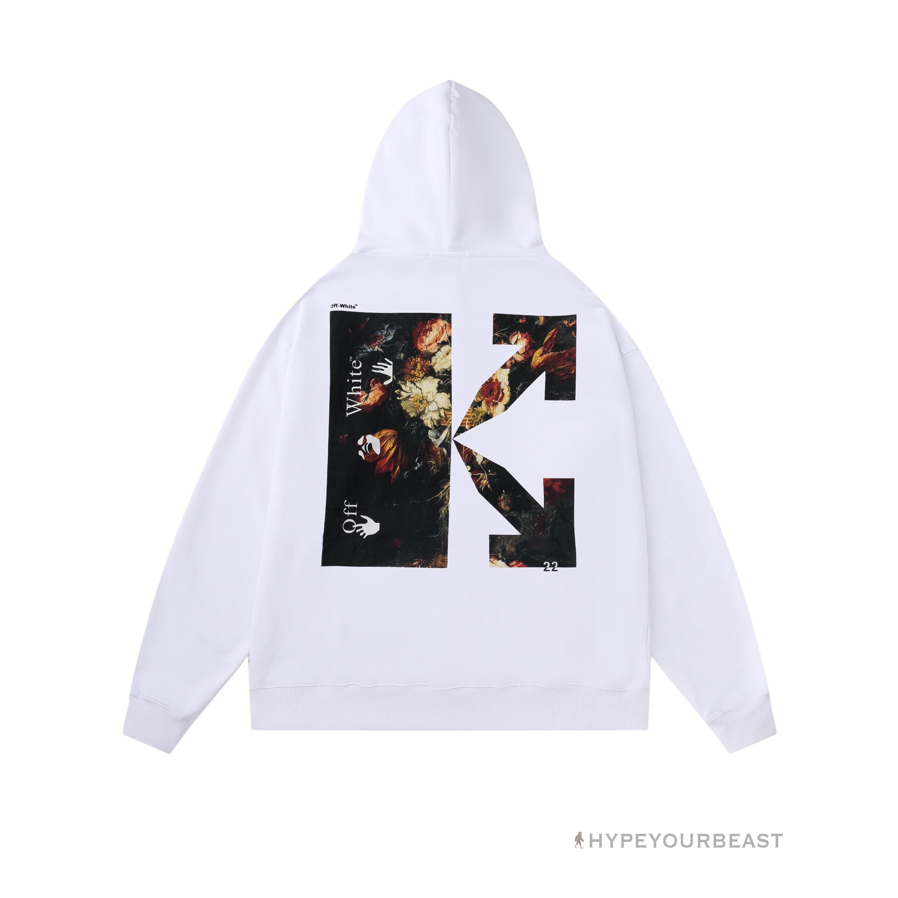 Off White Hoodie Jabba Flower - White