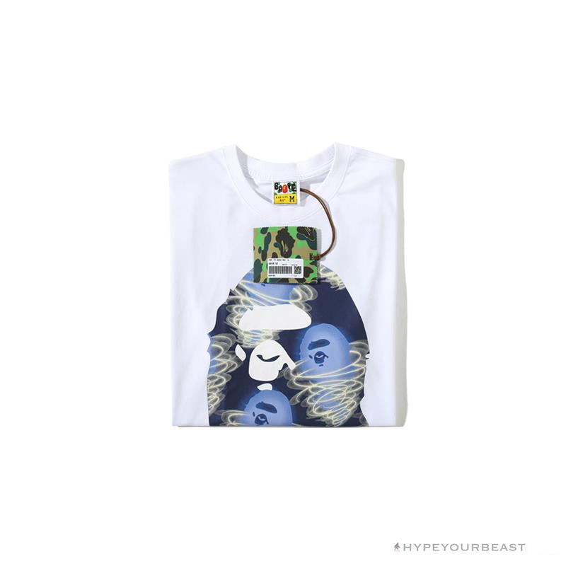 BAPE Blue Ape Head Green Storm Tee Shirt 'WHITE'