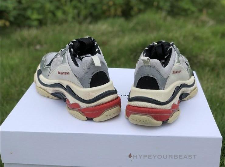 BCG Triple S Sneakers Silver Grey Red