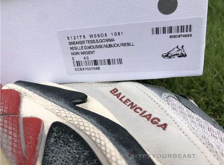 BCG Triple S Sneakers Silver Grey Red