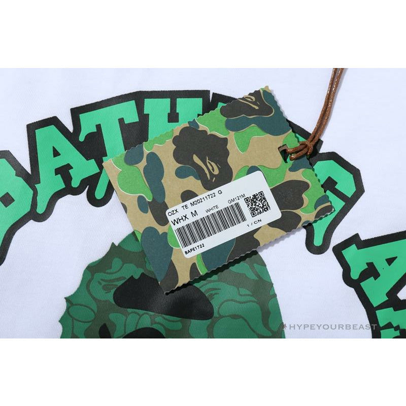 BAPE Paint Splash Green Camouflage Tee Shirt 'WHITE'