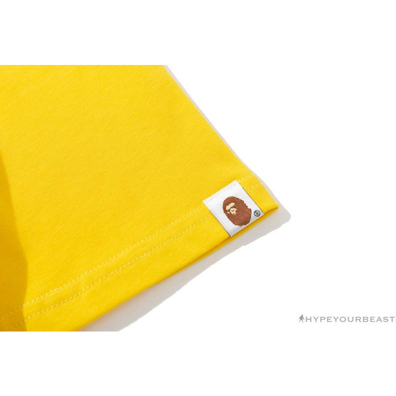 BAPE KIDS Small Net Pocket Ape Man Head Tee Shirt 'YELLOW'