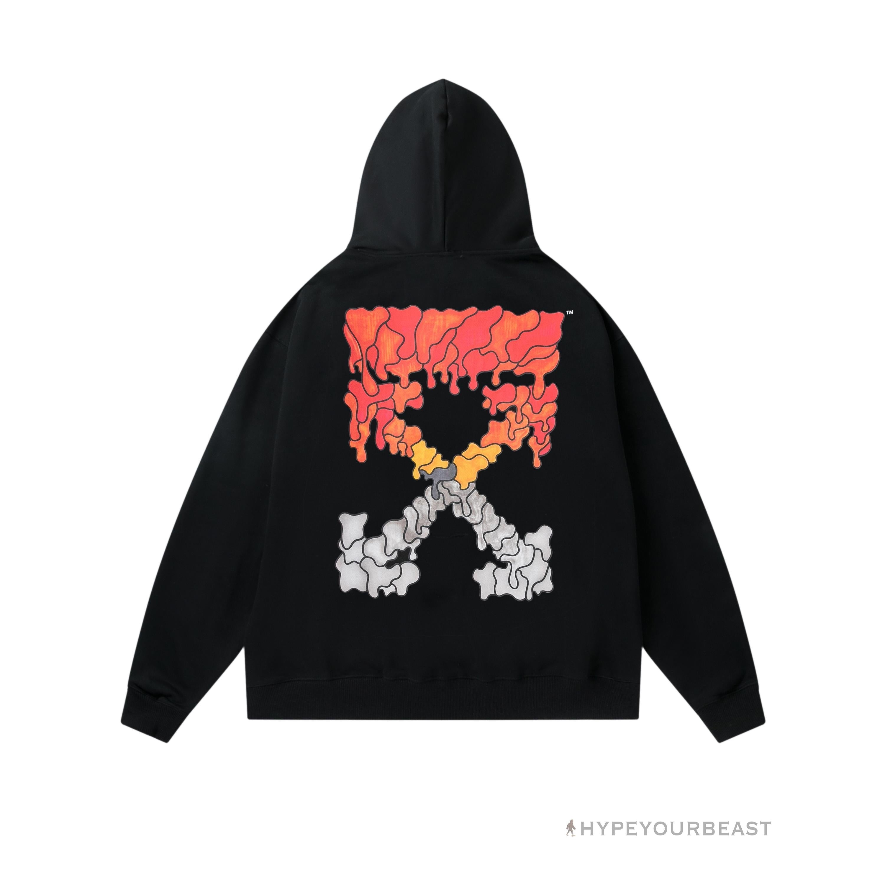 Off White Hoodie Red Orange - Black