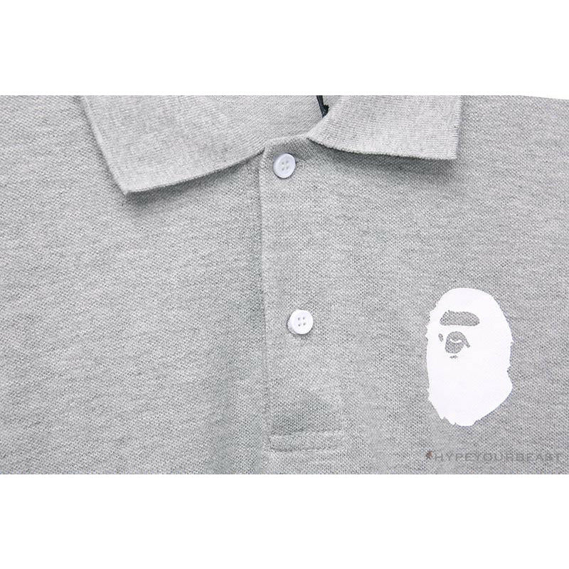 BAPE Classic Ape Head Print Versatile Polo Shirt 'GREY'