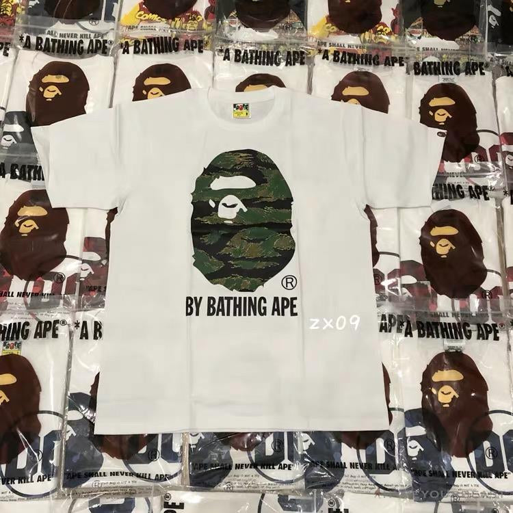 BAPE Tiger Pattern Camouflage Ape Man Initial Print Tee Shirt 'WHITE'