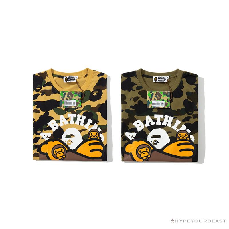 BAPE KIDS Elbow Hug Gorilla Camouflage Tee Shirt 'YELLOW'