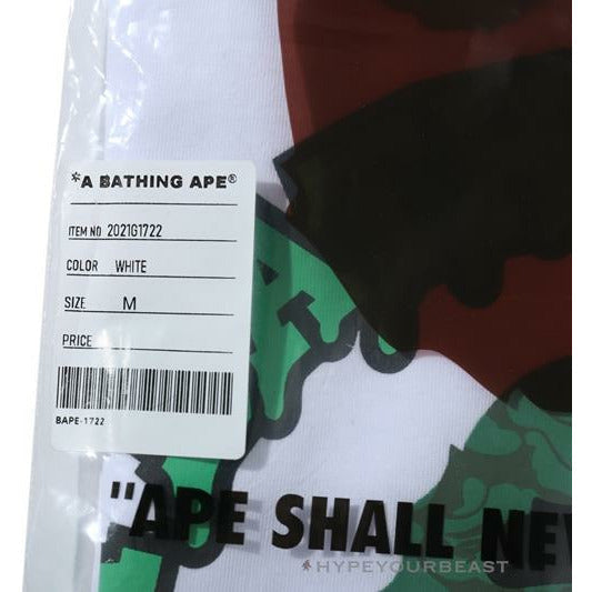 BAPE Paint Splash Green Camouflage Tee Shirt 'WHITE'