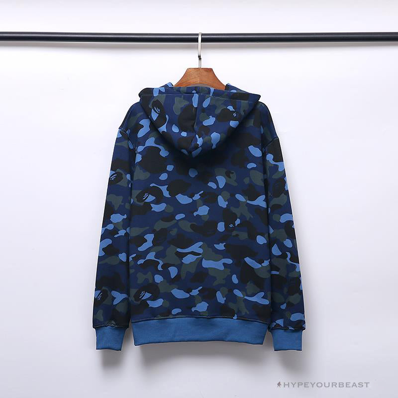 BAPE x Bathing Ape Head Camouflage Hoodie 'BLUE'