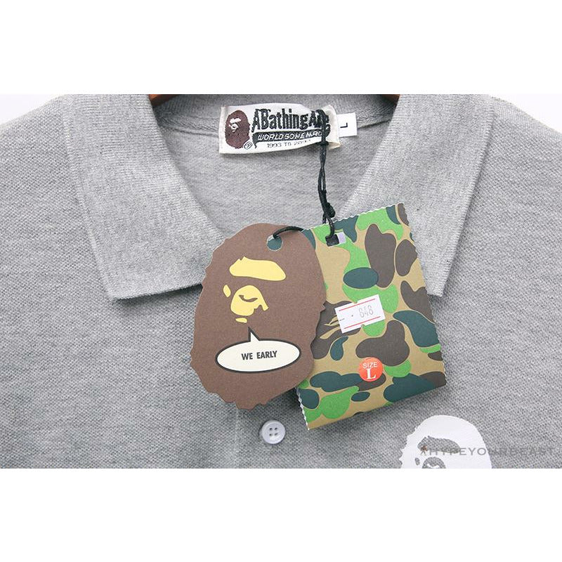 BAPE Classic Ape Head Print Versatile Polo Shirt 'GREY'